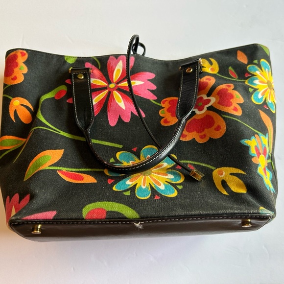 Kate Spade Multicolor Floral Canvas Satchel with Tie Closure - Picture 1 of 16